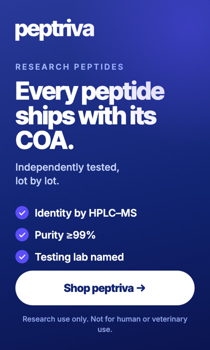 Peptriva: every peptide ships with its COA. Shop peptriva.