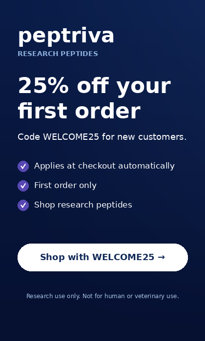 Peptriva: 25 percent off your first order with code WELCOME25.